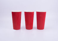 Red Custom Printed Triple Wall Cups , Biodegradable Coffee Cups FDA Approved