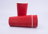Red Custom Printed Triple Wall Cups , Biodegradable Coffee Cups FDA Approved