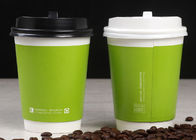 Tazas de café dobles disponibles revestidas del papel de empapelar del PE para la bebida con las tapas