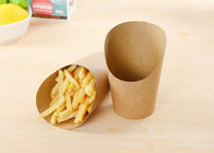 Grease Resistant Kraft Paper French Fry Cups , Fast Food Chip Scoop Box