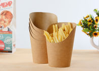Grease Resistant Kraft Paper French Fry Cups , Fast Food Chip Scoop Box