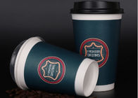 12oz Disposable Tea Cups With Lids For Coffee / Beverage , Promotional Logo Printing