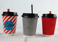 Red / Black Personalized Insulated Paper Cups Custom Disposable Coffee Cups