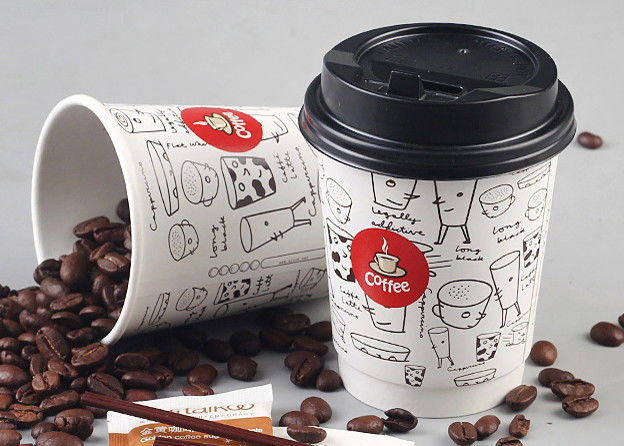 8oz 12oz 16oz Double Wall Paper Cups With Lids For Hot Drinks , Eco Friendly