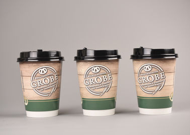 Las tazas de café disponibles medias agradables del diseño 12oz doblan las tazas del papel de empapelar
