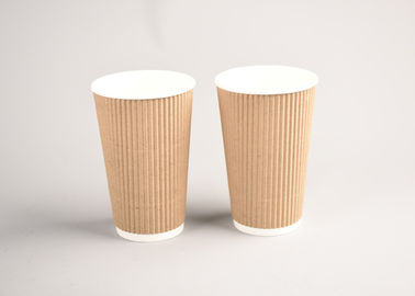 China tazas del papel de empapelar de la ondulación de 16oz 400ml, tazas de café de marcado en caliente de la ondulación de Kraft fábrica